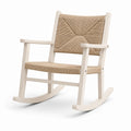 Mecedora de madera y cuerda de yute blanca y beige