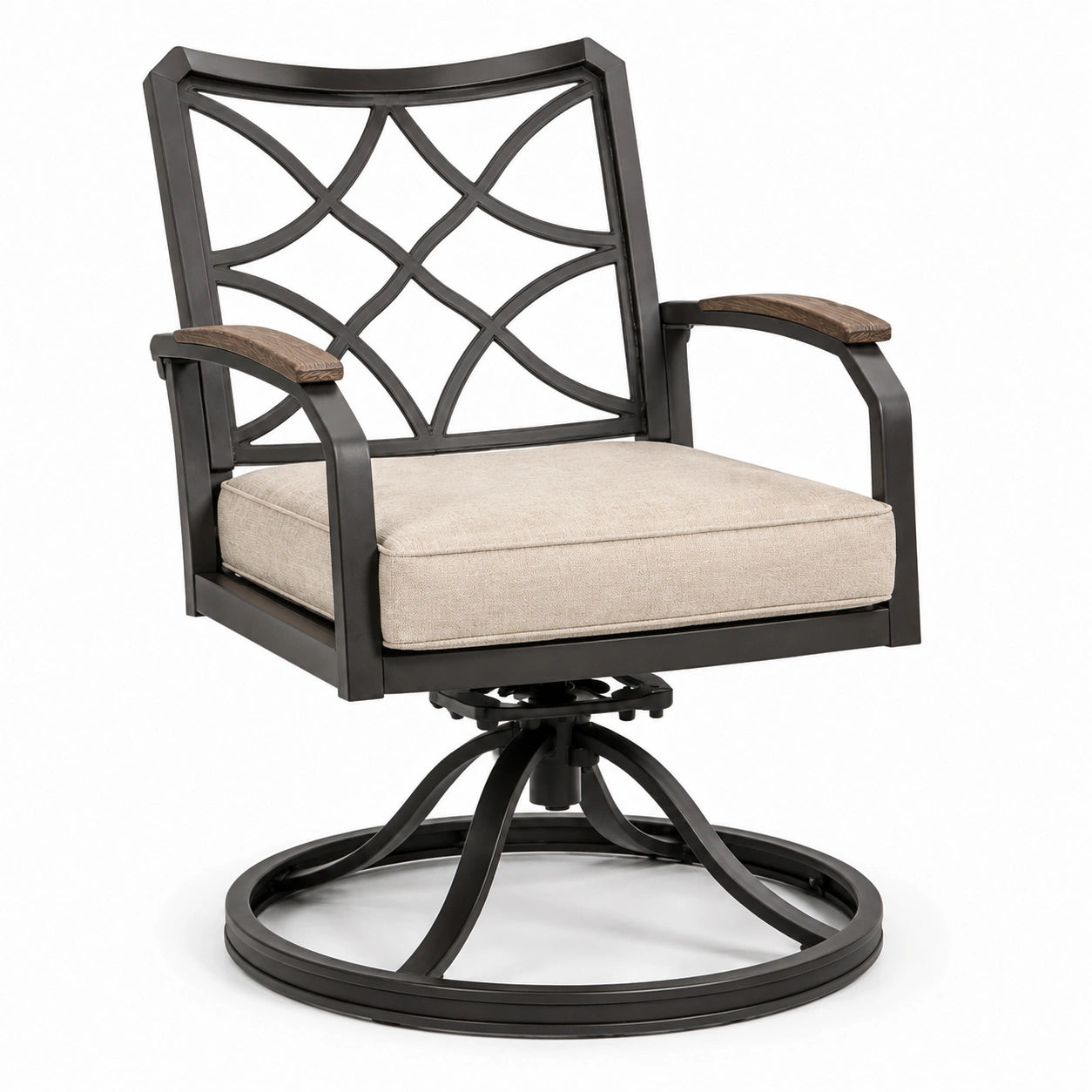 Silla Giratoria de Metal con Asiento Beige