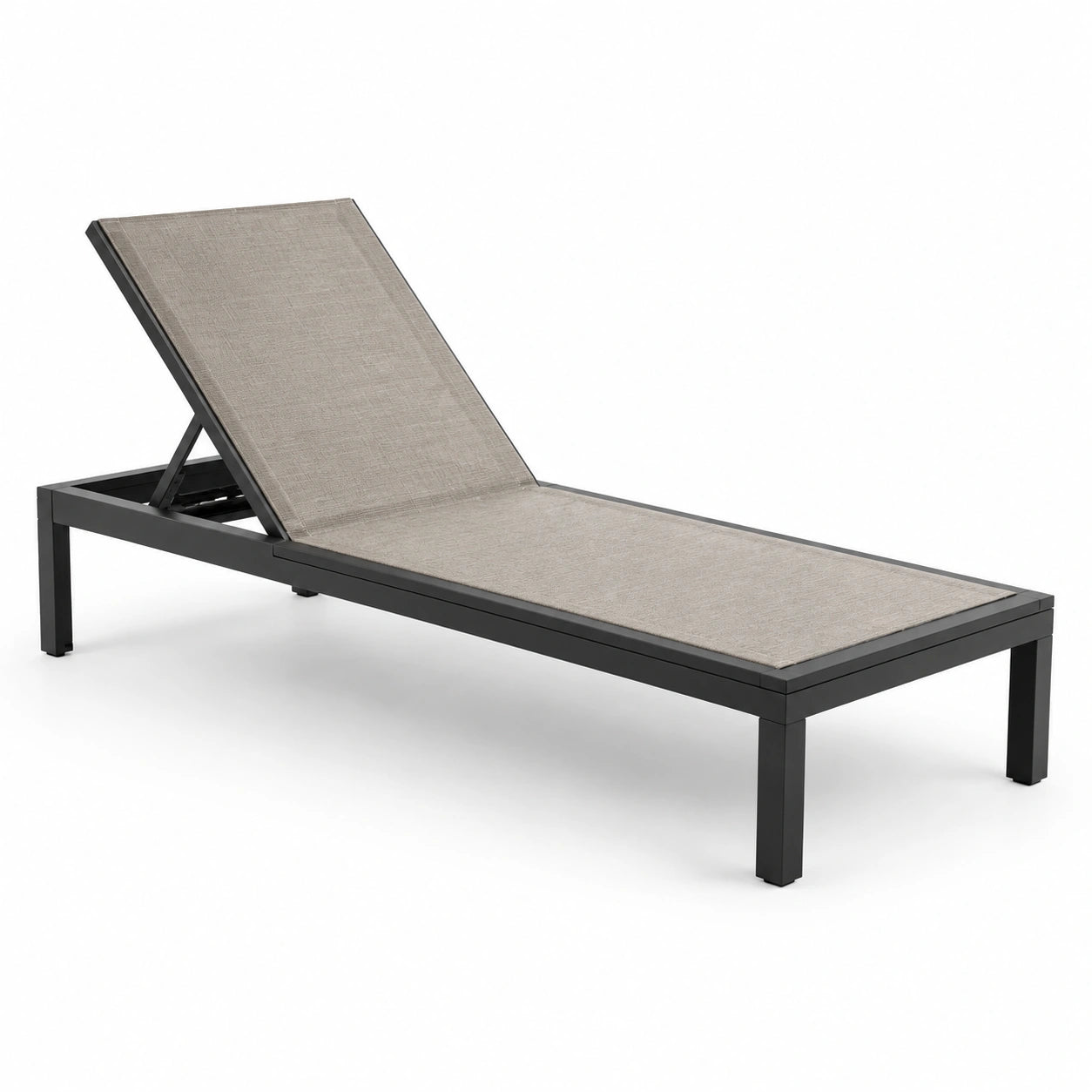 Tumbona de aluminio y textileno gris con respaldo ajustable