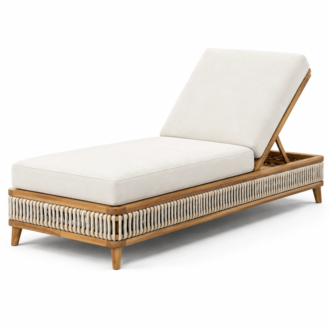 Tumbona de madera con cojín ajustable beige