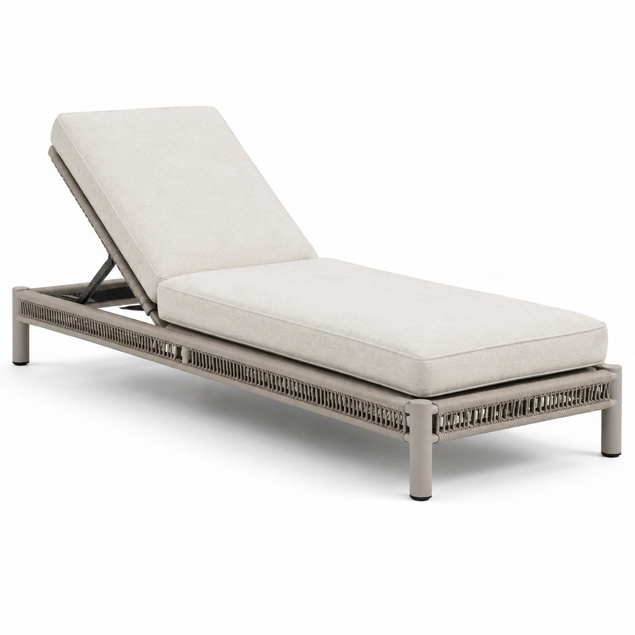 Tumbona de aluminio y mimbre sintético beige 200x70x35 cm