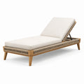 Tumbona de teca y cuerda con cojín de poliéster beige 200 cm