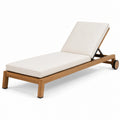 Tumbona de madera de teca con cojín de poliéster beige