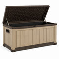 Baúl de plástico polipropileno beige y marrón para exterior 117x45x57 cm
