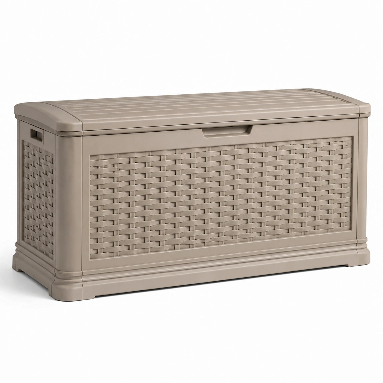 Baúl de Jardín de Resina Imitación Ratán Beige 120x56x60 cm