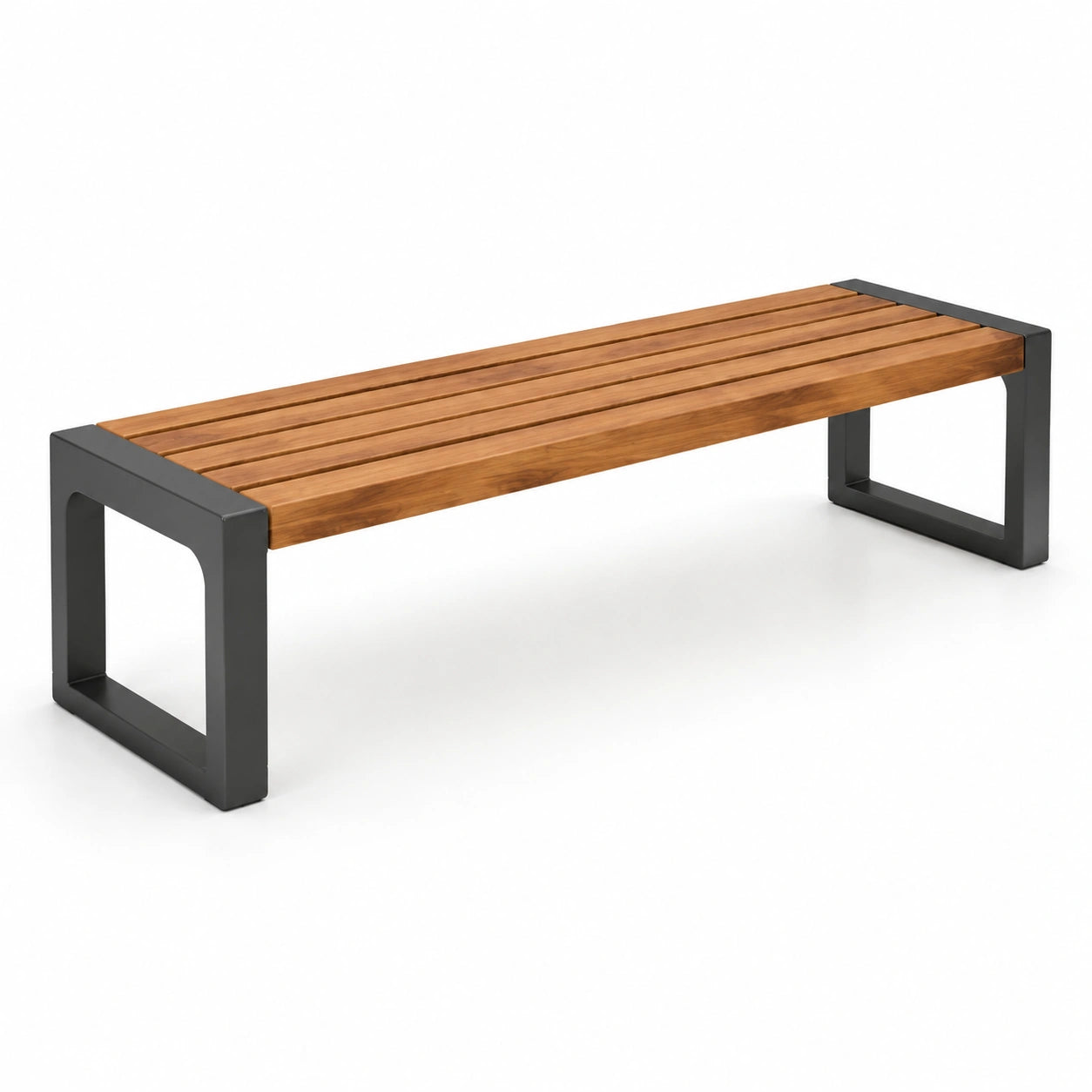 Banco de madera de acacia y metal 180x45x45 cm