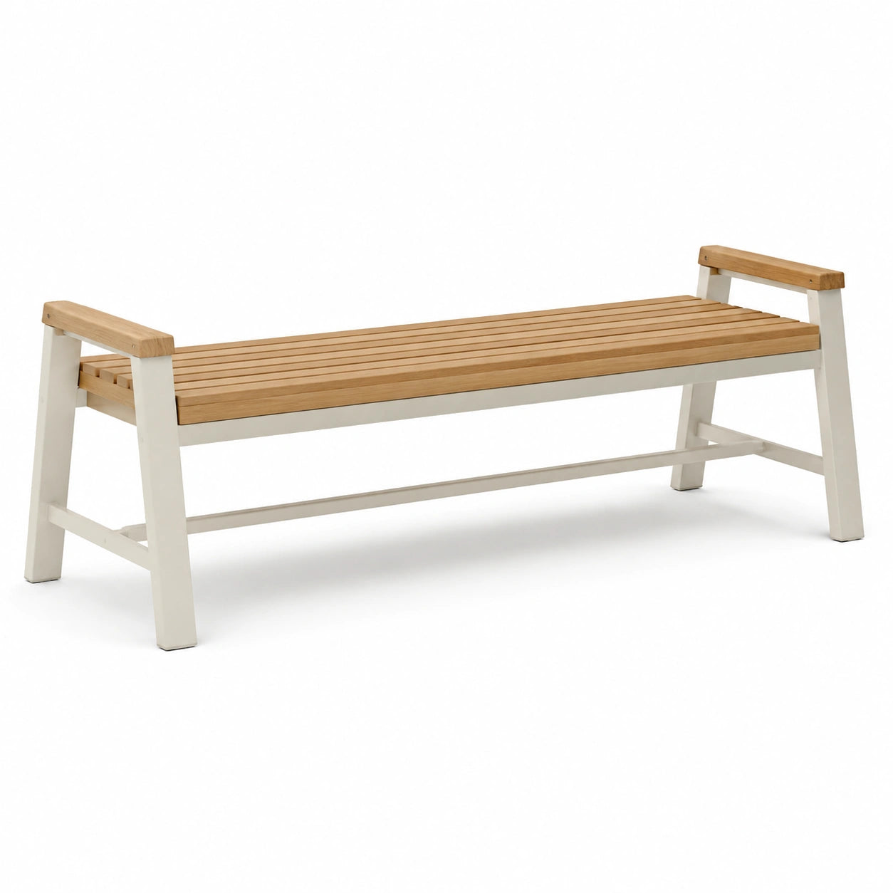 Banco de jardín de madera de teca y aluminio 150x40x45 cm