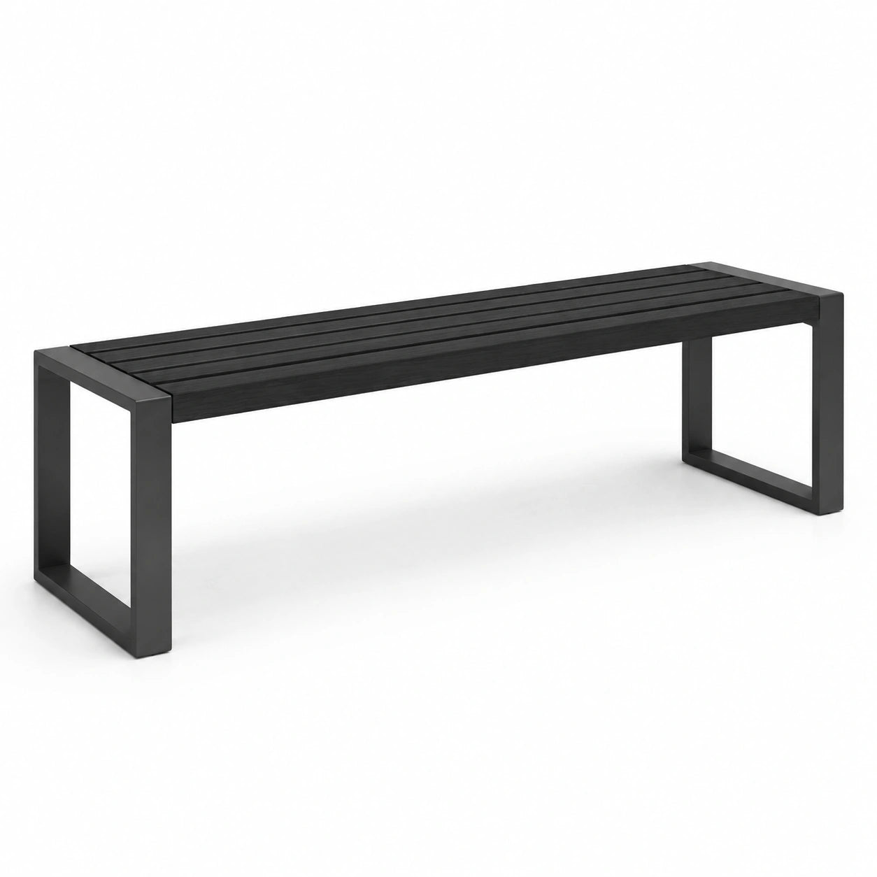 Banco de aluminio negro para exteriores 150x40x45 cm