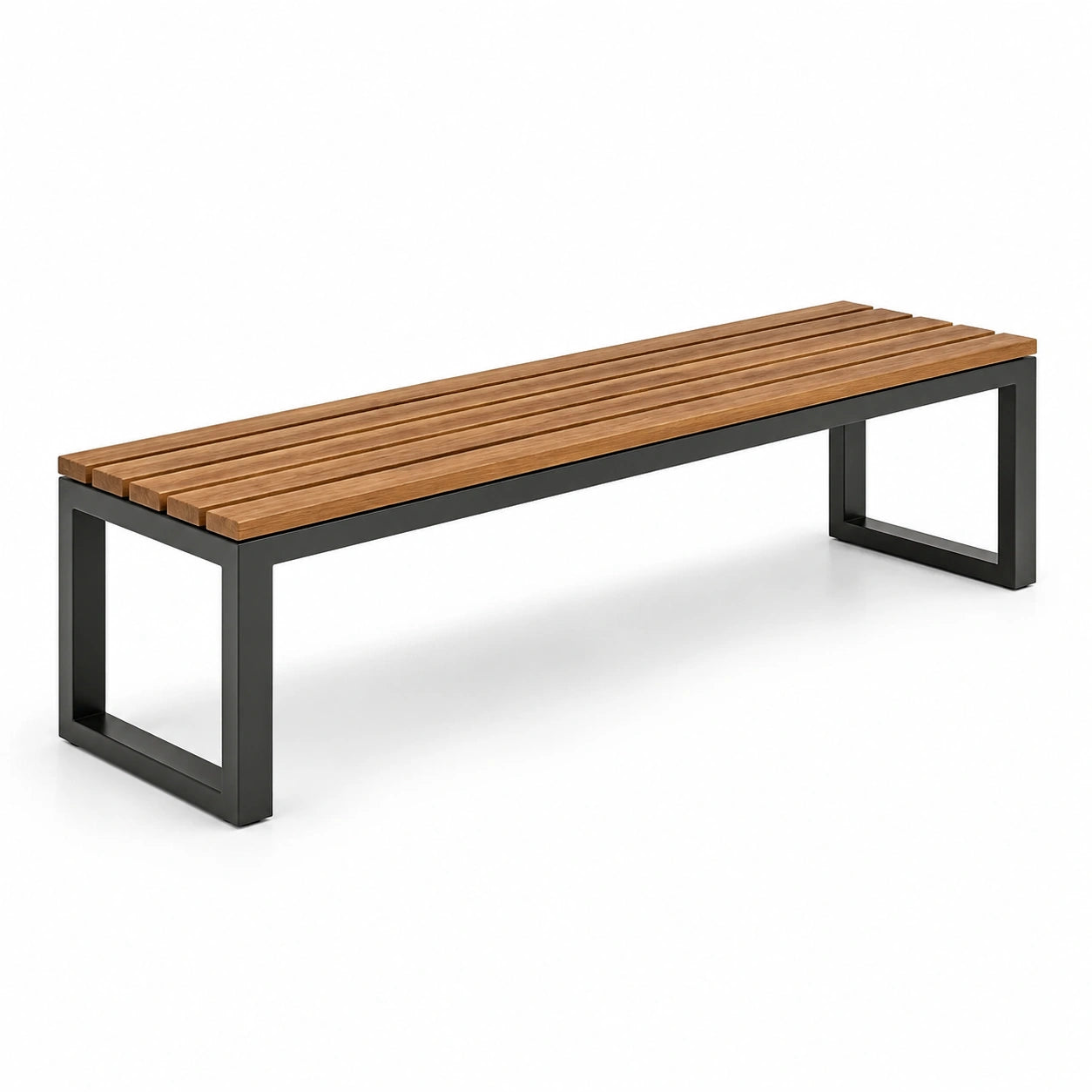Banco de madera de teca y acero negro