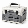 Caja de herramientas de plástico con 3 bandejas gris y blanco