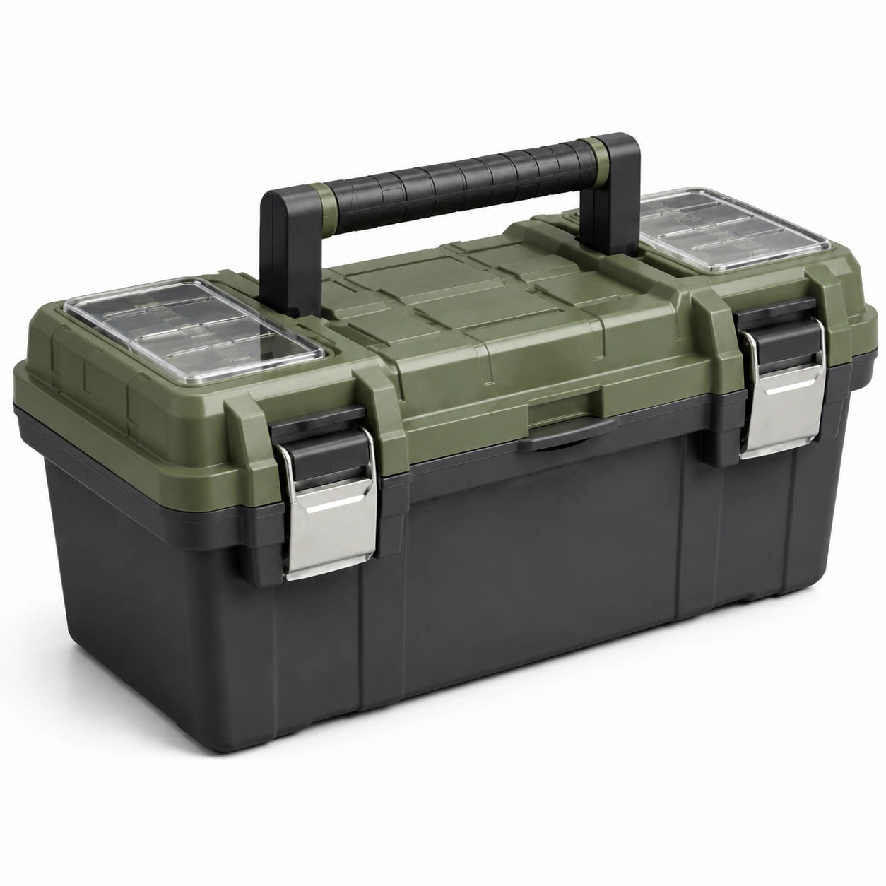 Caja de herramientas de plástico y metal verde/negro 45 cm