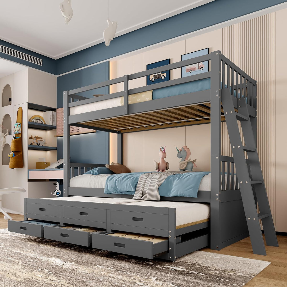 Cama, 90 × 200 cm, con cajones, Huayz