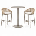 Conjunto de bar exterior de aluminio con sillas de cuerda y mesa redonda