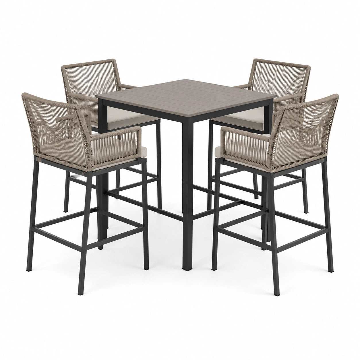 Conjunto de bar de aluminio y cuerda gris