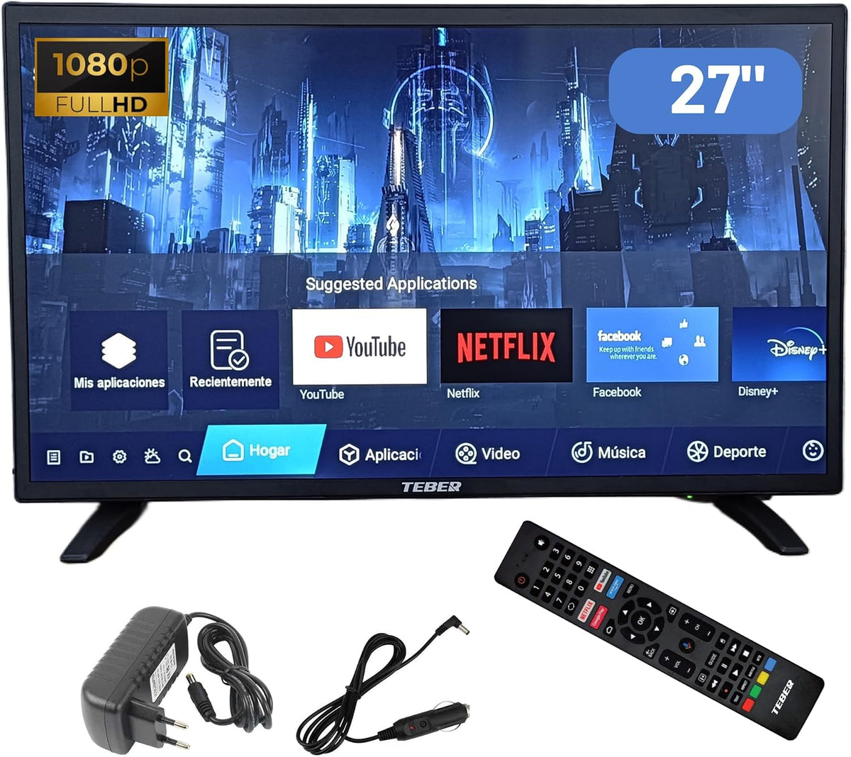 Smart TV 12 v/24 v/230 v, 63,5 cm, control inteligente, para la cocina, para el dormitorio, TEBER