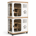 Jaula para gatos de madera contrachapada y alambre de acero con ruedas