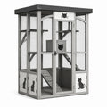 Jaula de Exterior para Gatos con Estructura de Madera y Metal Gris