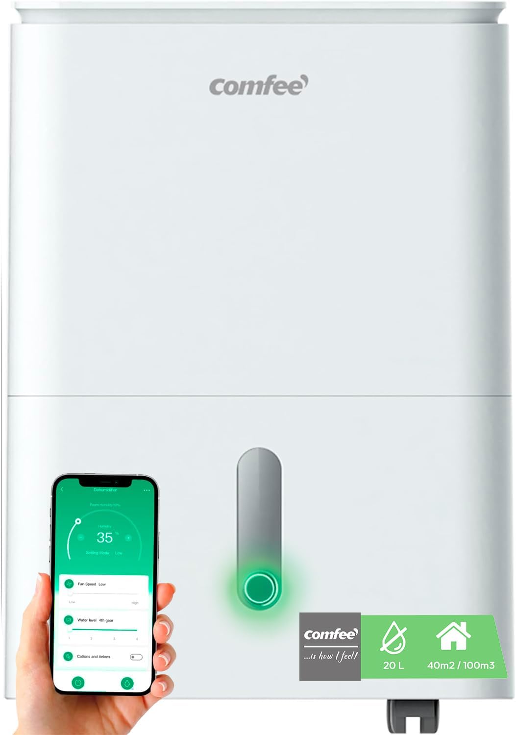 Deshumidificador, 10 L, con WiFi, Comfee