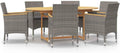 Conjunto de mesa y sillas, 180 × 90 × 75 cm, 7 unidades, gris, para el jardín, Goldonion