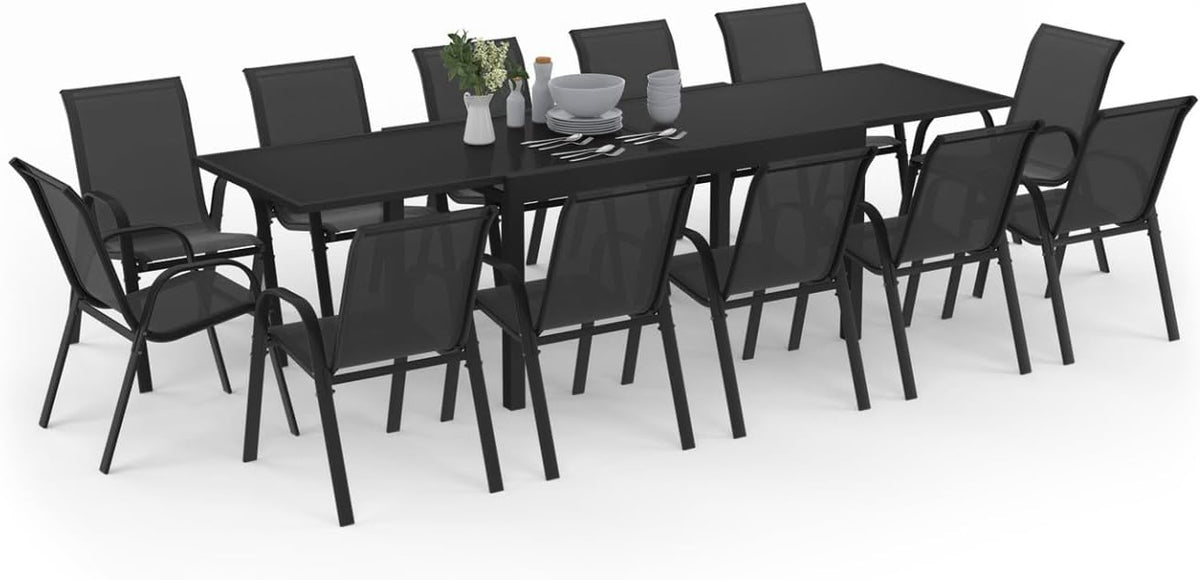 Silla, 270 cm, negro, para el jardín, IDMarket