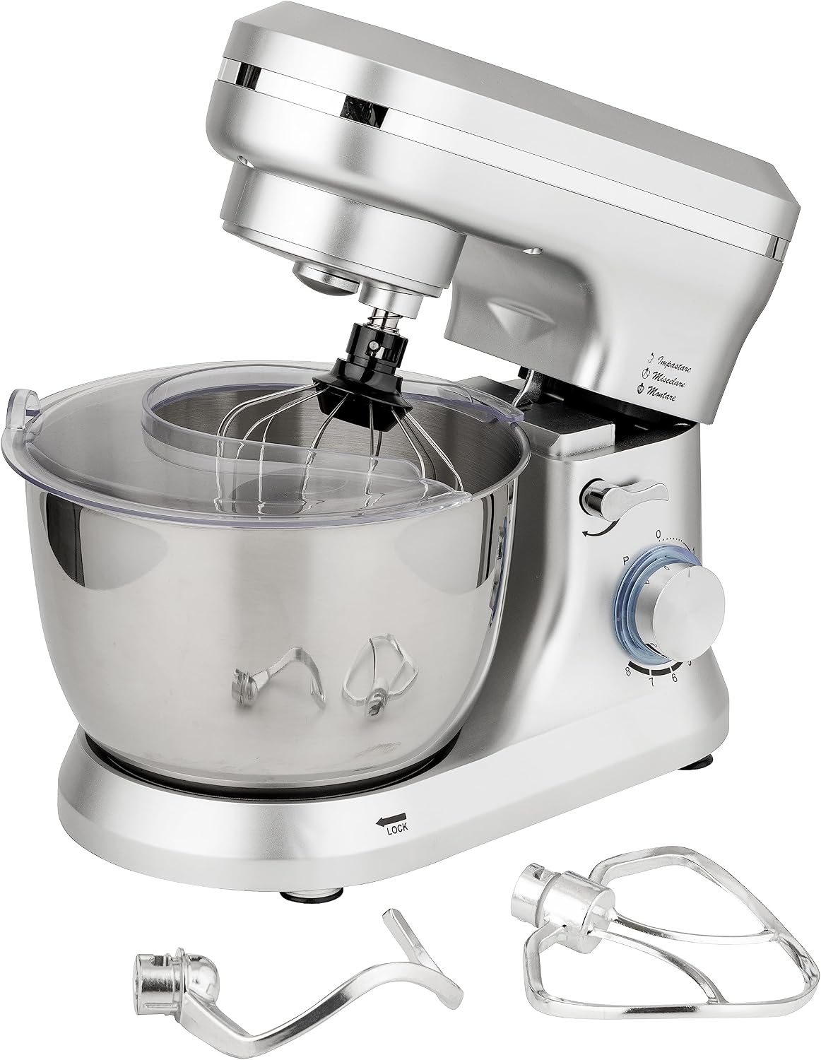 Robot de cocina, 35 × 27 × 16 cm, 1000 W, 4,5 L, acero inoxidable, para la cocina, Baroni Home