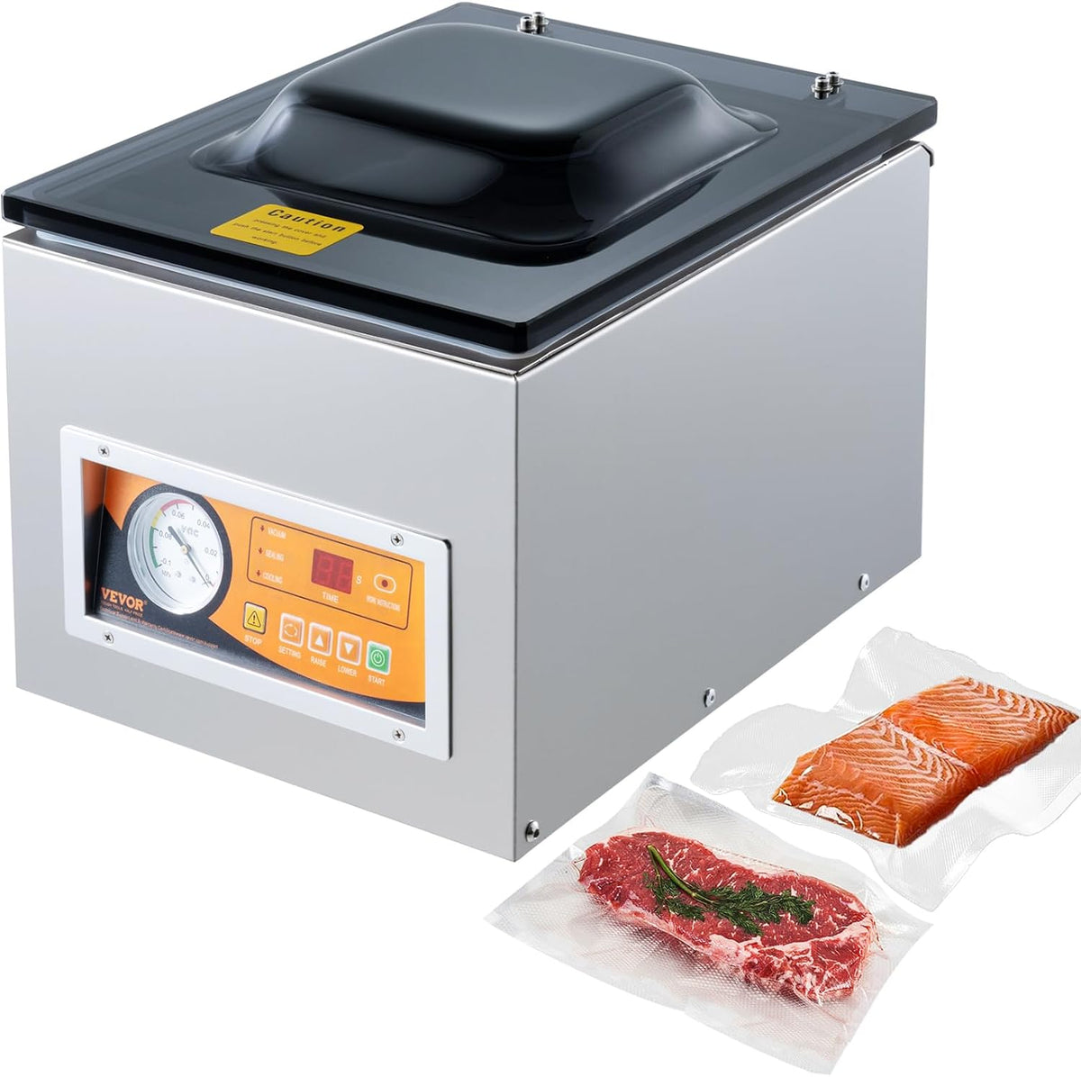 Envasadoras al vacío, 260 mm, 950 W, acero inoxidable, para la cocina, VEVOR