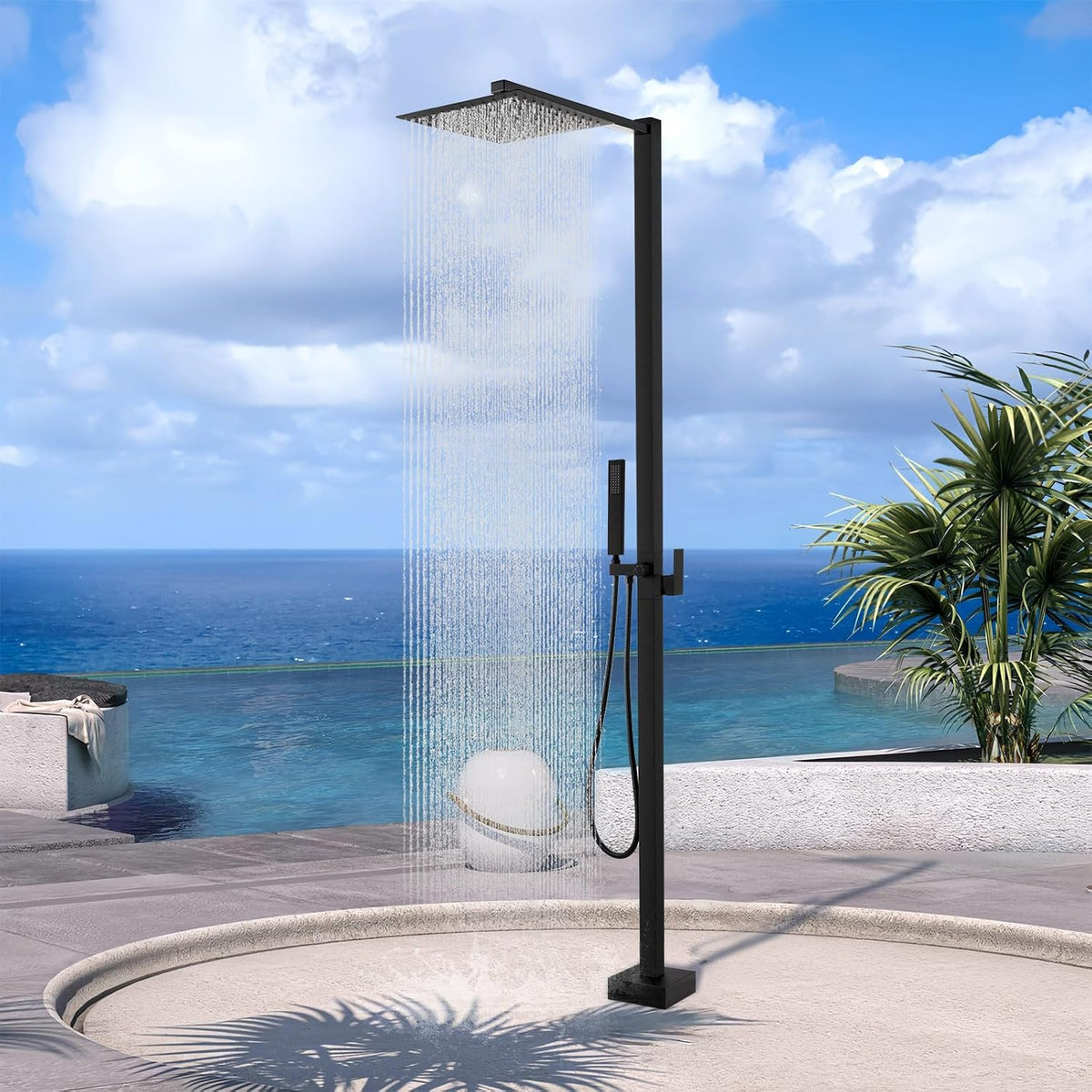 Piscina, 150 cm, acero inoxidable, negro, para el jardín, CAPRYSE