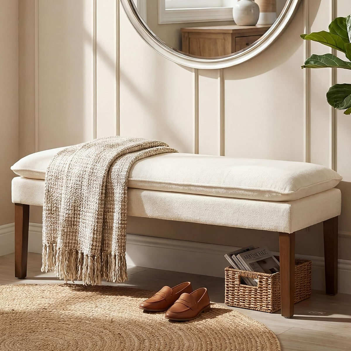 Cama, 19 cm, madera, blanco, para el dormitorio, para el salón, DAYALANE