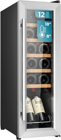 Cecotec 8-18oC vinoteca, 25,2 × 45 × 79,5 cm, con iluminación LED, regulable, con estantes, madera