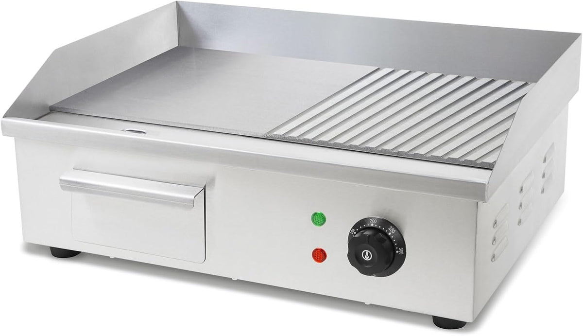 Planchas eléctricas, 55 × 35 cm, 3000 W, 300 °C, acero inoxidable, vertes