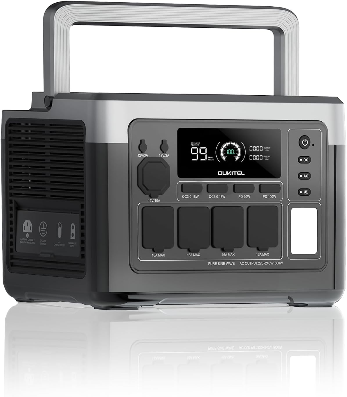 Generador eléctrico P1000, 1024 Wh, 1800 W, inalámbrico, OUKITEL