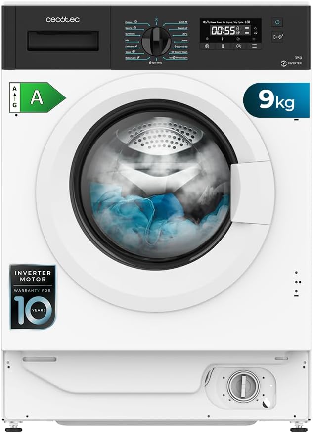 Cecotec 1400RPM lavadora, 9 kg, regulable