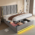 Cama, 160 × 200 cm, con iluminación LED, gris, Ktipm