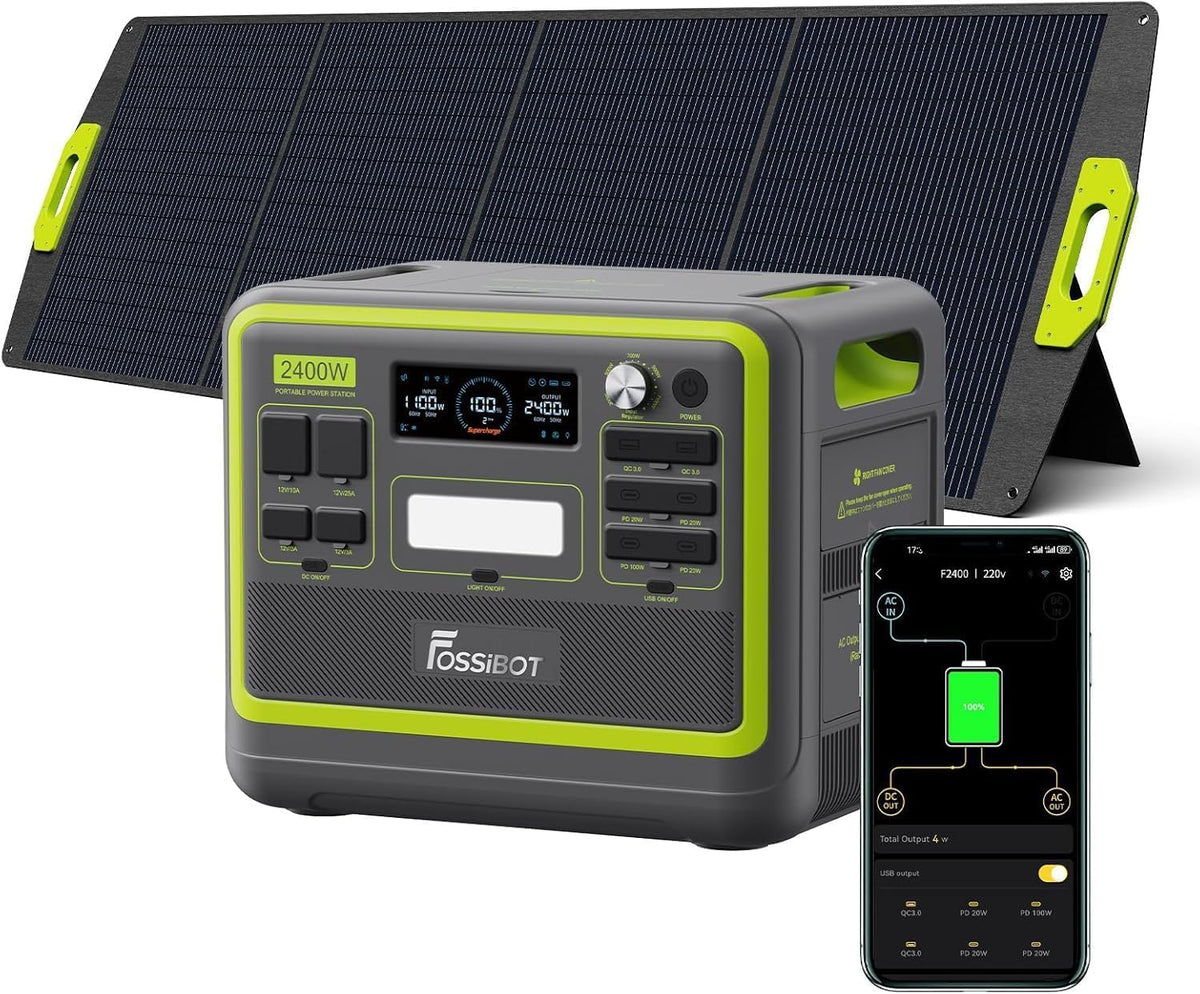 Generador eléctrico F2400, 200 W, 2048 Wh, 2400 W, 4800 W, inalámbrico, FOSSiBOT