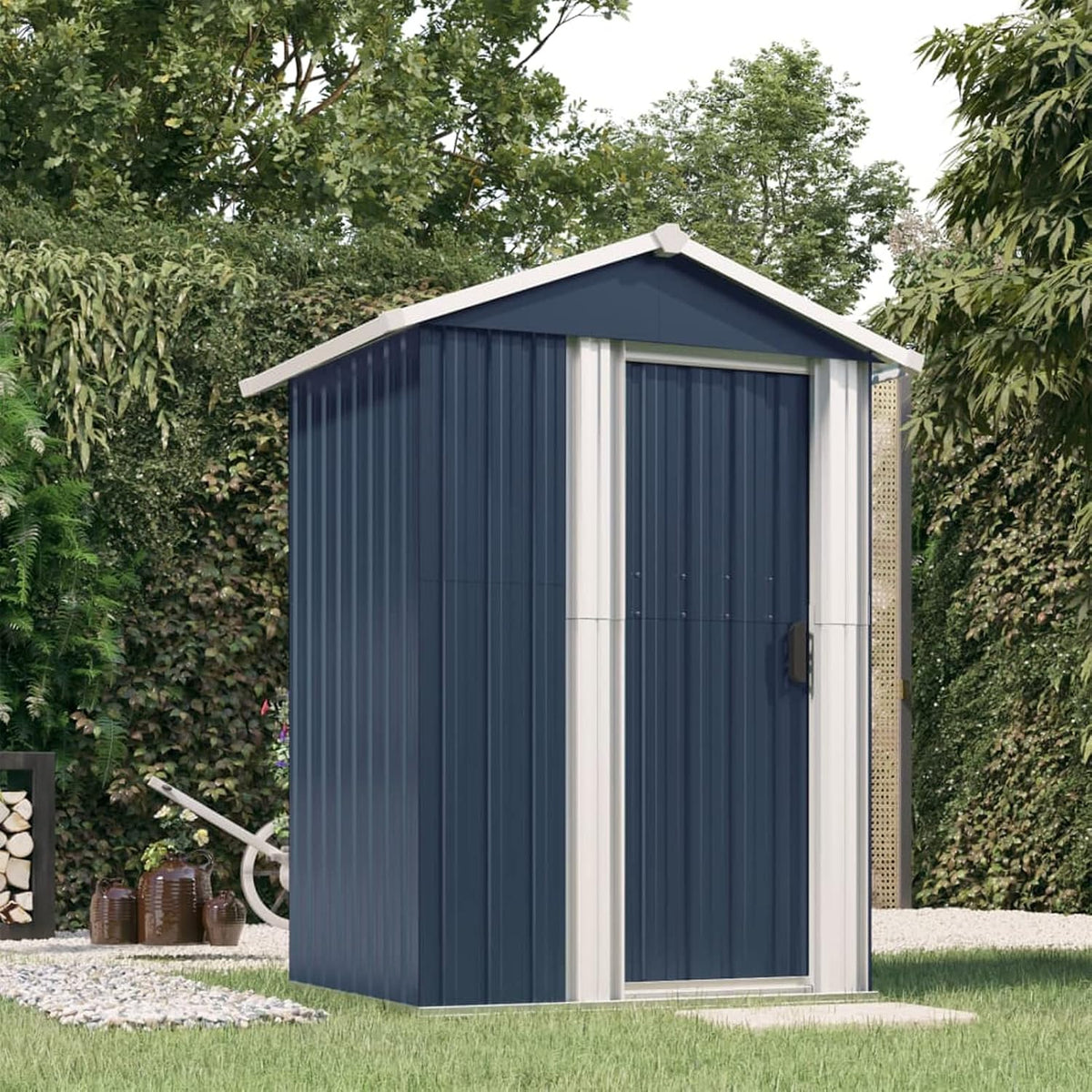 Cobertizo de jardín, 126 × 97,5 × 177 cm, gris, para el jardín, IKAYAA