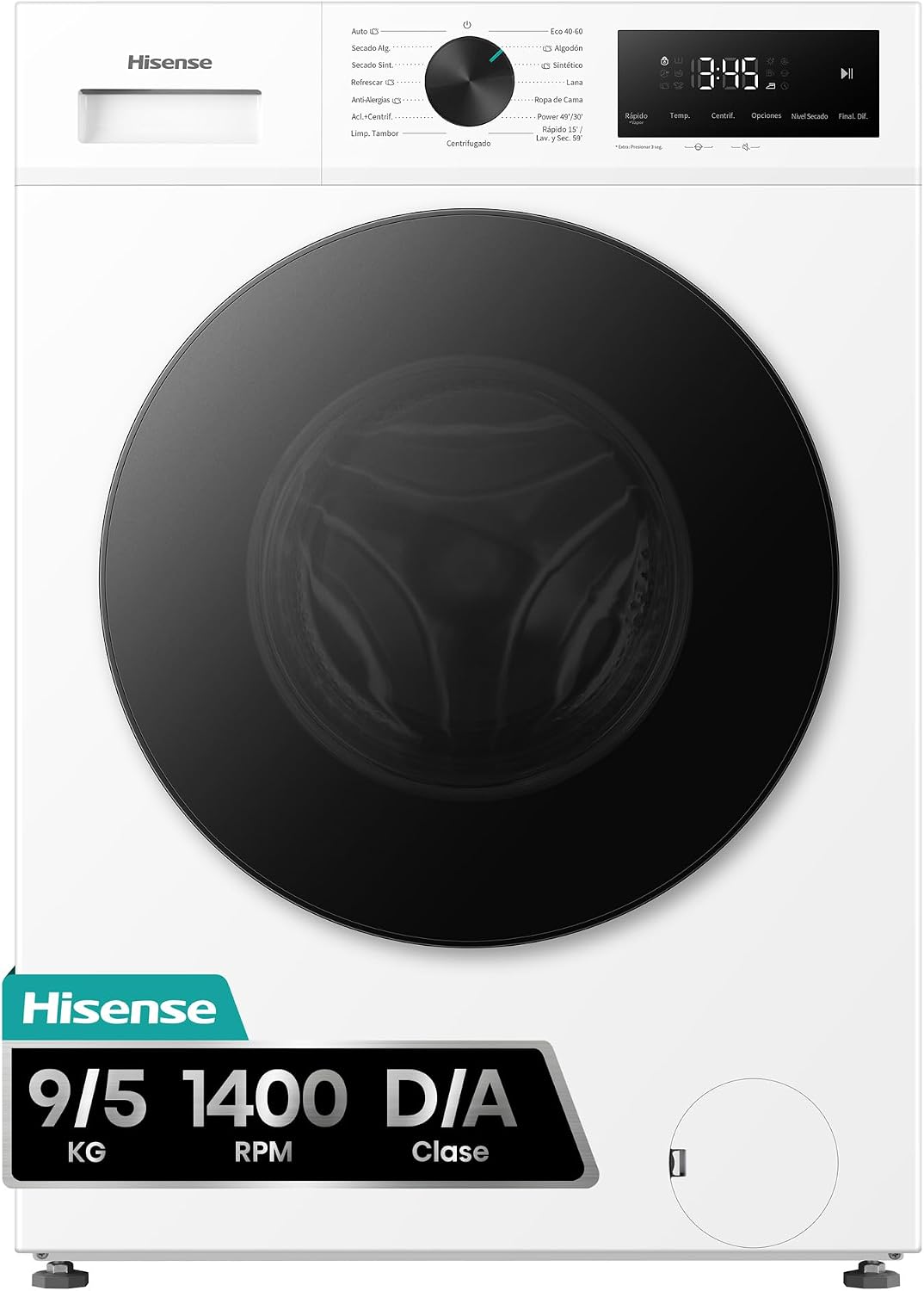 Hisense WD1I9042BWF2 lavadora, 47 cm, 9 kg, 5 kg, blanco
