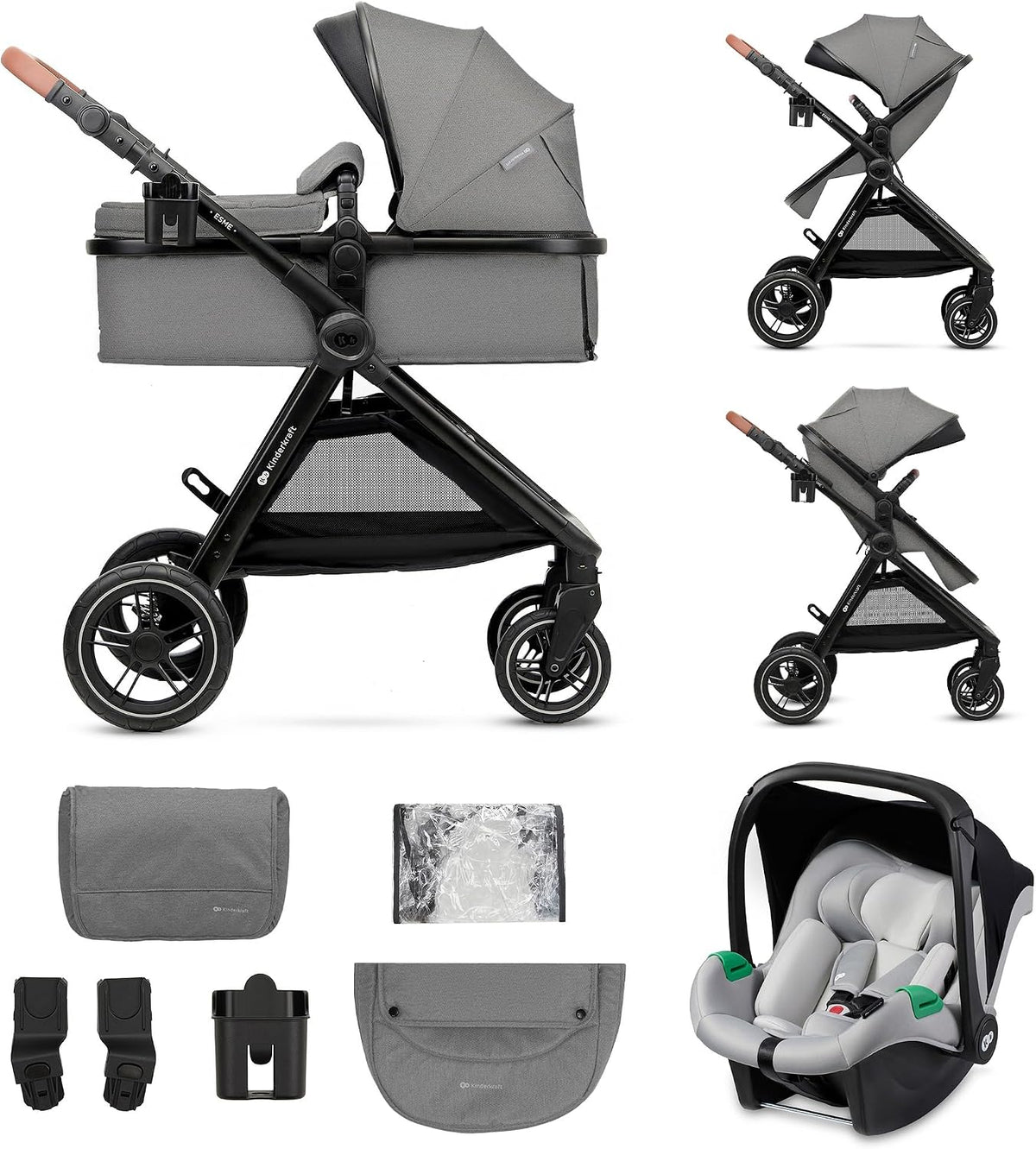 Silla de paseo, 75 cm, plegable, gris, Kinderkraft