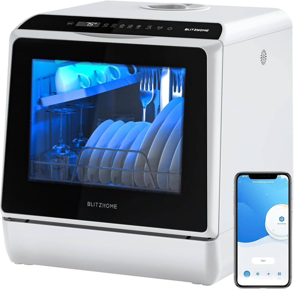 Lavavajillas BH-CDW1, 5 L, control inteligente, para la cocina, para la oficina, BLITZHOME