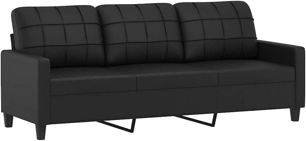 VidaXL sofá, 180 cm, cuero, negro