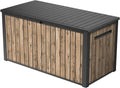 Arcón de exterior, 144 × 67 × 73 cm, 643 L, madera, plástico, para el jardín, Keter