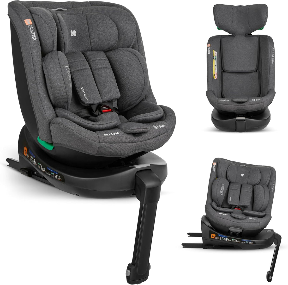 Silla de coche, 150 cm, 0–36 kg, gris, kikka boo