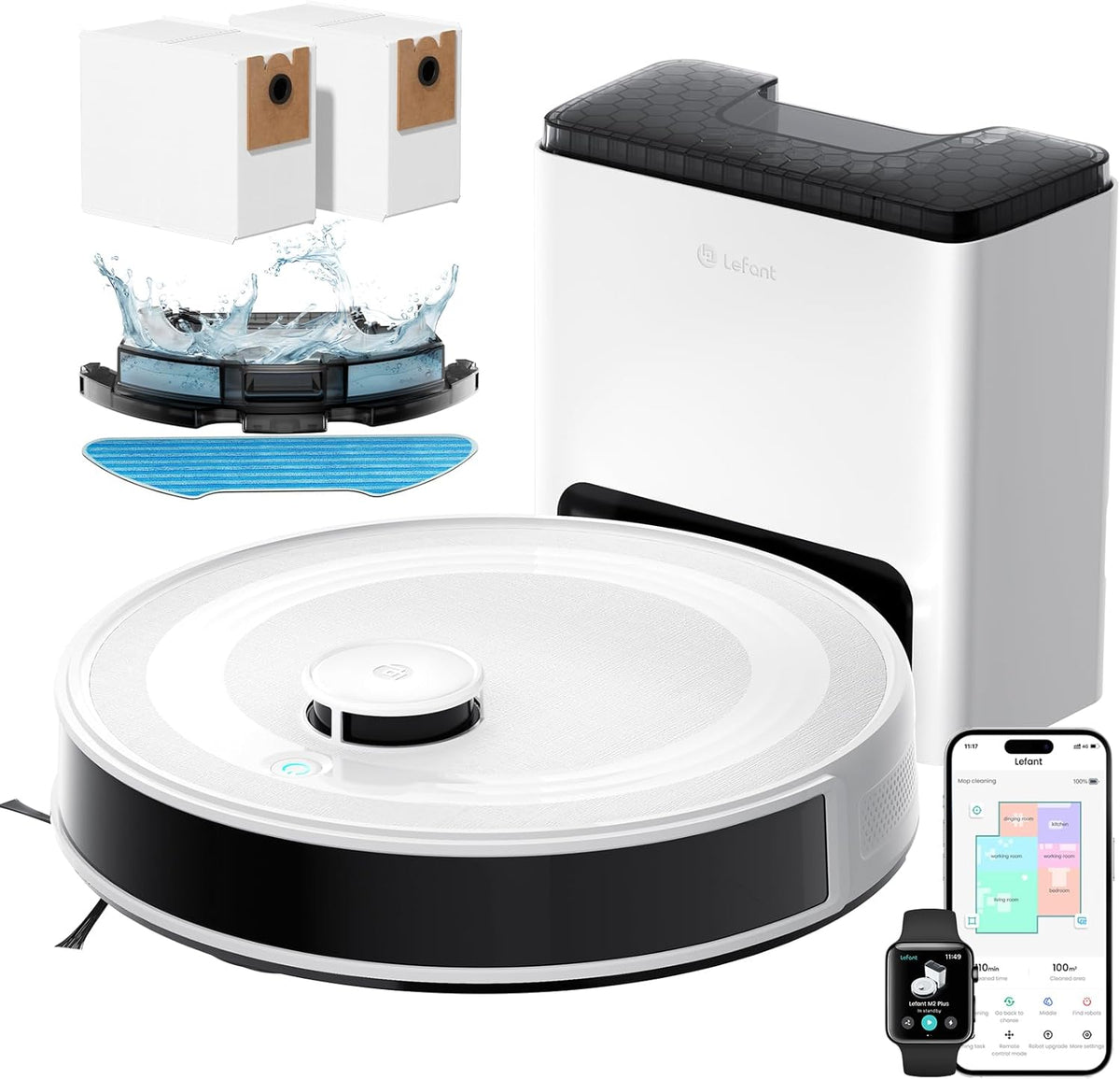 Robot aspirador 6000Pa, blanco, Lefant